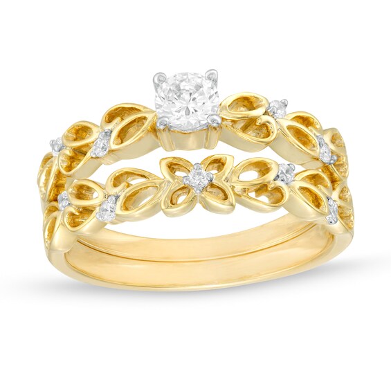 1/3 CT. T.W. Diamond Open Floral Bridal Set in 10K Gold 1/3 CT. T.W. Diamond Open Floral Bridal Set in 10K Gold