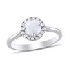 Thumbnail Image 1 of 8.0mm Cabochon Opal and 1/15 CT. T.W. Diamond Frame Ring in Sterling Silver