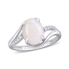 Thumbnail Image 0 of Oval Opal and 1/15 CT. T.W. Diamond Bypass Split Shank Ring in Sterling Silver