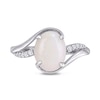 Thumbnail Image 3 of Oval Opal and 1/15 CT. T.W. Diamond Bypass Split Shank Ring in Sterling Silver