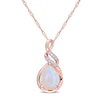 Thumbnail Image 0 of Pear-Shaped Opal and 1/20 CT. T.W. Diamond Cascading Teardrop Pendant in 10K Rose Gold - 17"