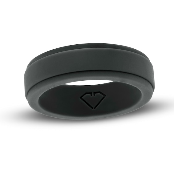 7.0mm Stepped Edge Comfort-Fit Wedding Band in Grey Silicone