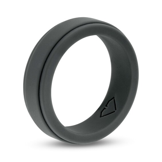 7.0mm Stepped Edge Comfort-Fit Wedding Band in Grey Silicone