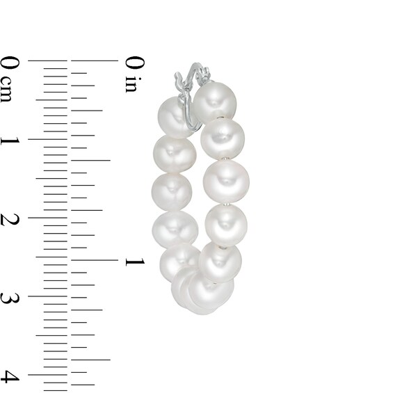 5.5-6.0mm Freshwater Cultured Pearl Hoop Earrings with a Sterling Silver Back