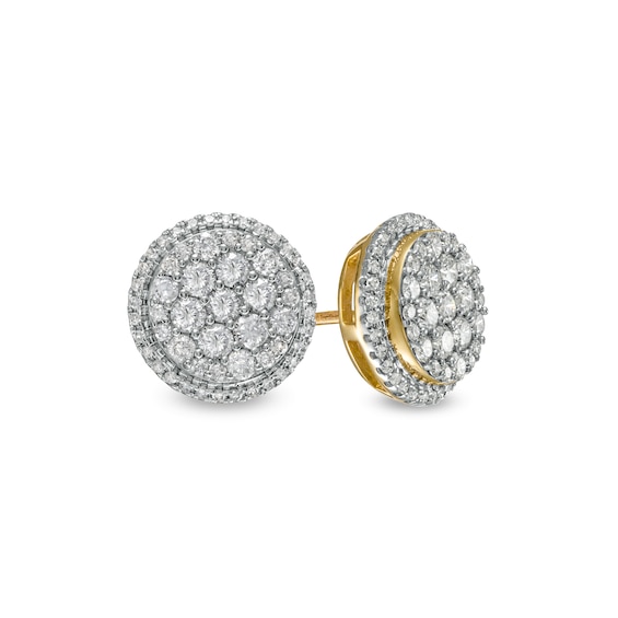 1 CT. T.w. Composite Diamond Frame Two Tier Stud Earrings in 10K Gold