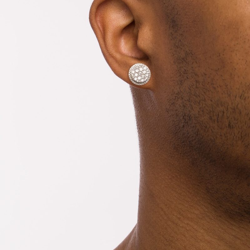 Main Image 2 of 1 CT. T.W. Composite Diamond Frame Two Tier Stud Earrings in 10K Gold