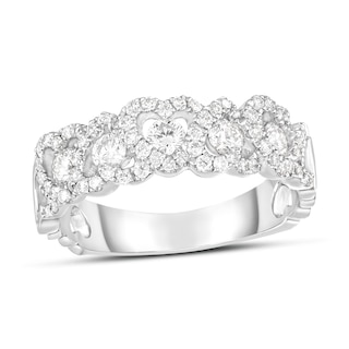 3/4 CT. T.W. Diamond Alternating Hearts Ring in 10K White Gold