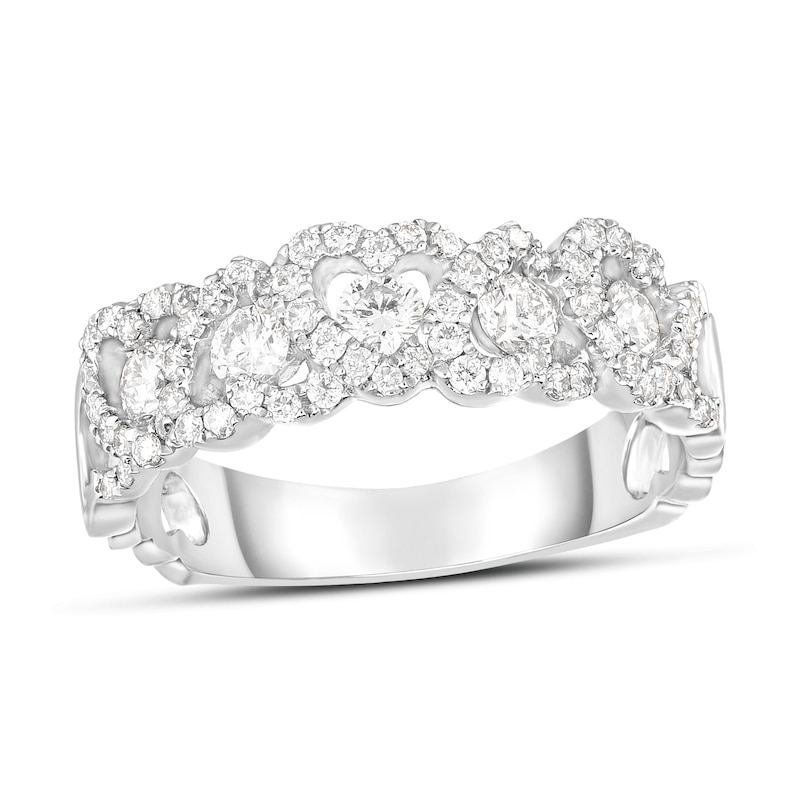 3/4 CT. T.W. Diamond Alternating Hearts Ring in 10K White Gold