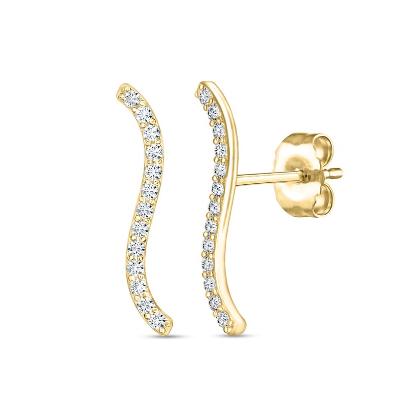 1/2 CT. T.W. Diamond Wavy Bar Stud Earrings in 10K Gold
