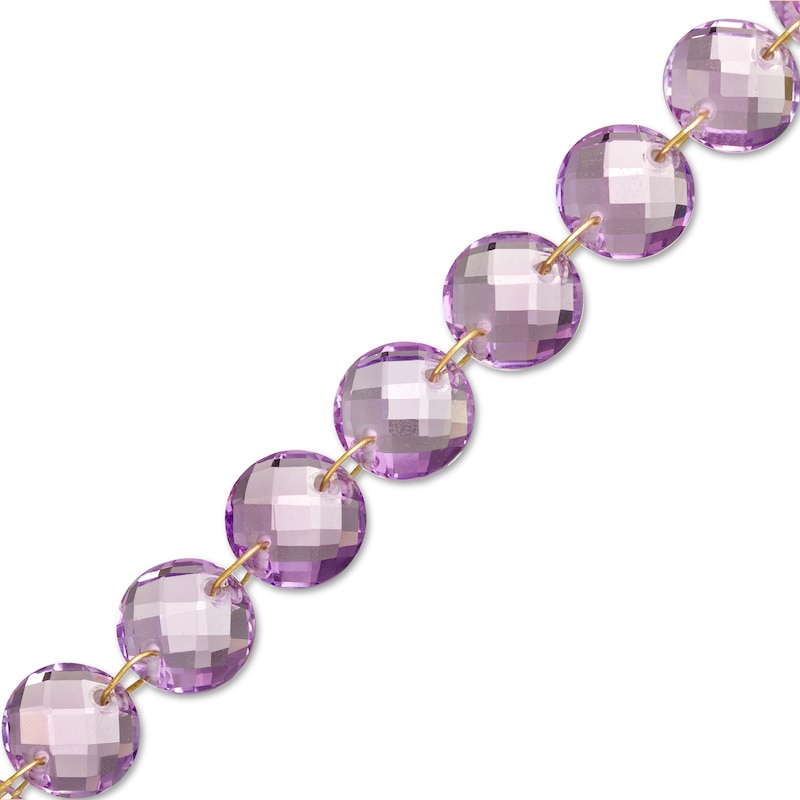 Main Image 1 of Checkerboard Rose de France Amethyst Graduated Bead Bracelet with a 10K Gold Clasp - 7.25"