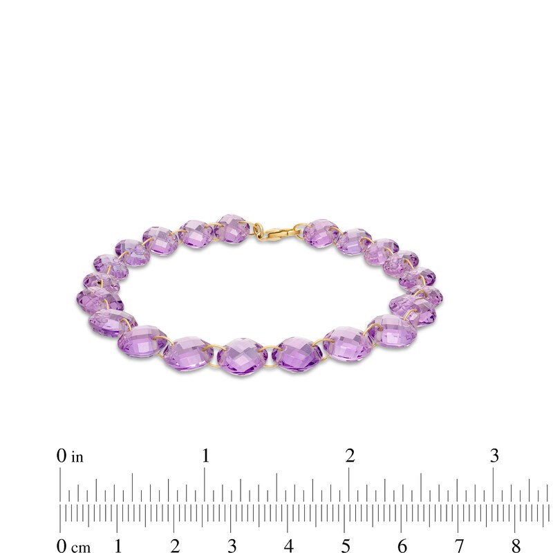 Main Image 4 of Checkerboard Rose de France Amethyst Graduated Bead Bracelet with a 10K Gold Clasp - 7.25"
