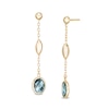 Thumbnail Image 1 of Checkerboard Oval London Blue Topaz and Rice Bead Station Drop Earrings in 14K Gold