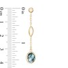 Thumbnail Image 3 of Checkerboard Oval London Blue Topaz and Rice Bead Station Drop Earrings in 14K Gold