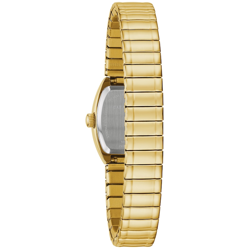 Ladies' Caravelle by Bulova Gold-Tone Expansion Watch with Tonneau Champagne Dial (Model: 44L261)