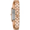 Thumbnail Image 3 of Ladies' Caravelle by Bulova Rose-Tone Bangle Watch with Rectangular Silver-Tone and White Dial (Model: 44L264)