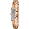 Thumbnail Image 2 of Ladies' Caravelle by Bulova Rose-Tone Bangle Watch with Rectangular Silver-Tone and White Dial (Model: 44L264)