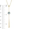 Thumbnail Image 4 of 6.0mm Checkerboard London Blue Topaz and Bead Teardrop "Y" Necklace in 14K Gold - 17"