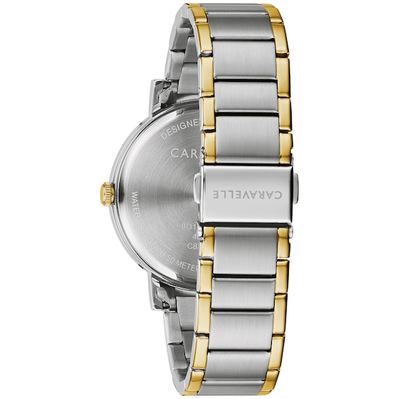 Men's Caravelle by Bulova Two-Tone Watch with Blue Dial (Model: 45A149)