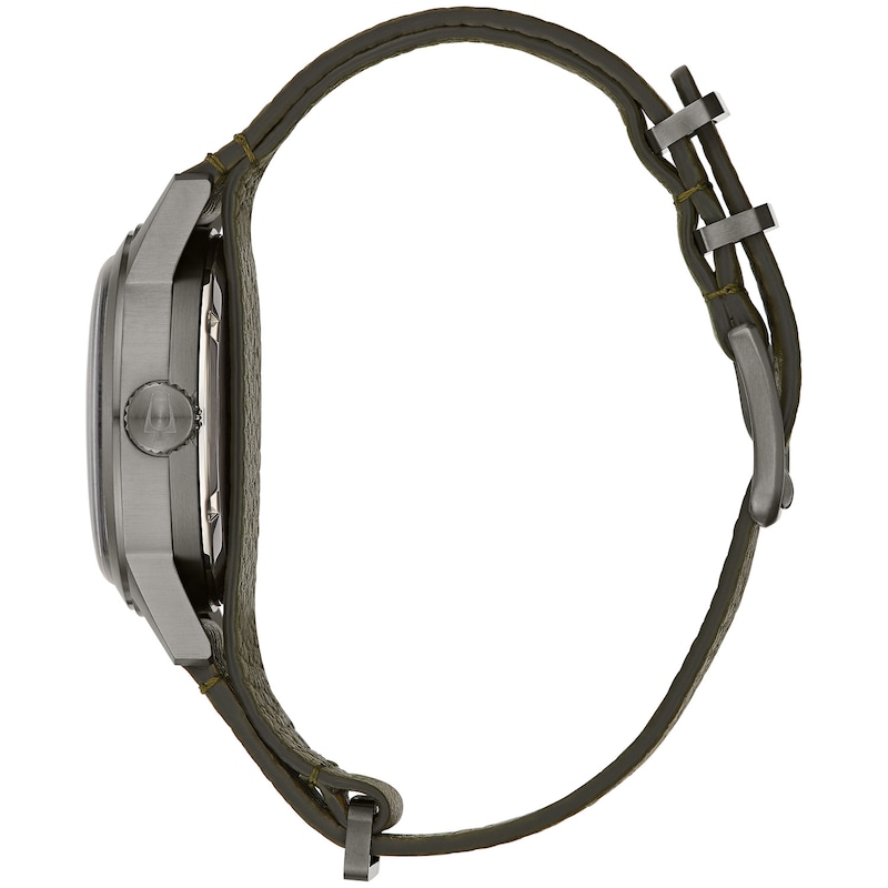 Main Image 2 of Men's Bulova Hack Grey IP Automatic Strap Watch with Black Dial (Model: 98A255)