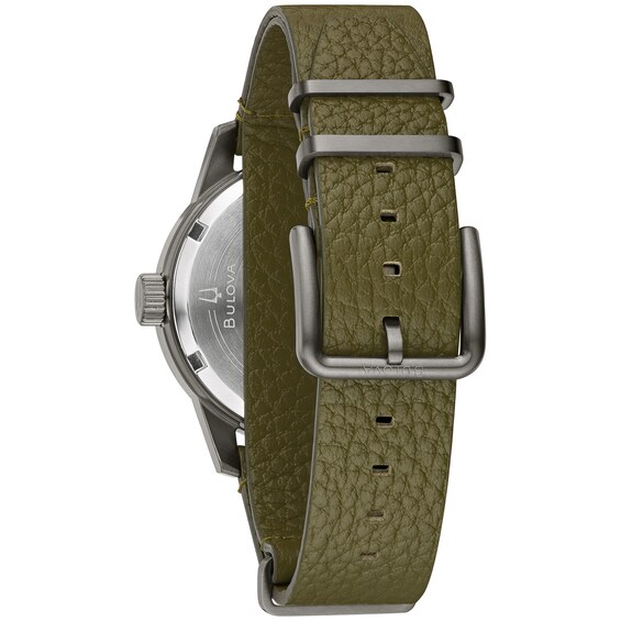 Men's Bulova Hack Grey IP Automatic Strap Watch with Black Dial (Model: 98A255)
