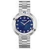 Thumbnail Image 1 of Ladies’ Bulova Rubaiyat 1/8 CT. T.W. Diamond Watch with Blue Dial (Model: 96R225)