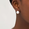 Thumbnail Image 2 of 11.0-12.0mm Button Freshwater Cultured Pearl Stud Earrings in Sterling Silver