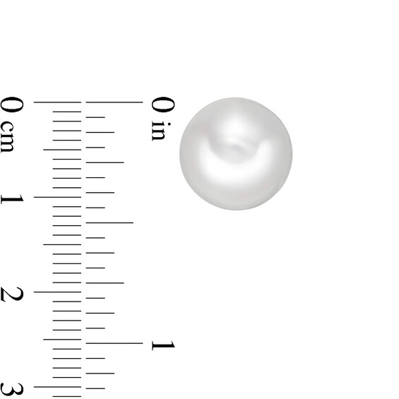 11.0-12.0mm Button Freshwater Cultured Pearl Stud Earrings in Sterling Silver