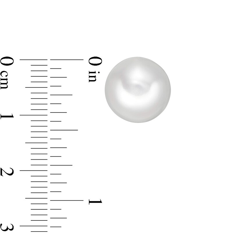 Main Image 3 of 11.0-12.0mm Button Freshwater Cultured Pearl Stud Earrings in Sterling Silver