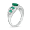 Thumbnail Image 3 of Marquise Lab-Created Emerald and White Sapphire Leaf-Sides Loop Shank in Sterling Silver