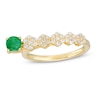 Thumbnail Image 1 of 4.5mm Emerald and White Sapphire Floral Cluster Bar Ring in 10K Gold