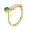 Thumbnail Image 3 of 4.5mm Emerald and White Sapphire Floral Cluster Bar Ring in 10K Gold