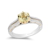 Thumbnail Image 1 of Enchanted Disney Belle Lemon Quartz and 1/3 CT. T.W. Diamond Engagement Ring in 14K Two-Tone Gold