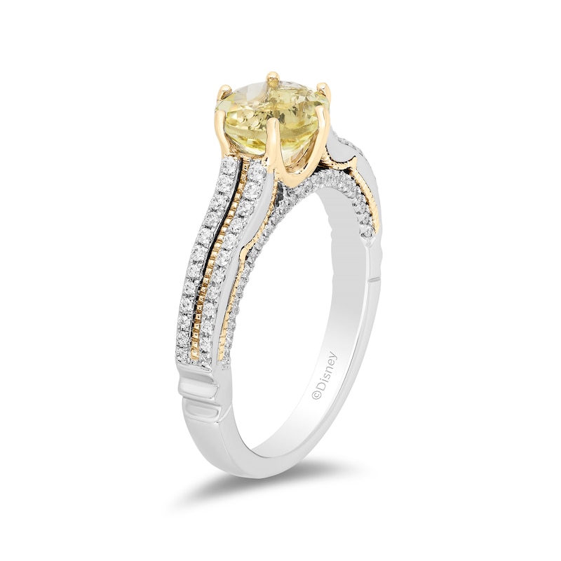 Main Image 2 of Enchanted Disney Belle Lemon Quartz and 1/3 CT. T.W. Diamond Engagement Ring in 14K Two-Tone Gold