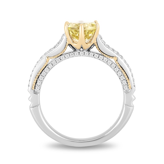 Enchanted Disney Belle Lemon Quartz and 1/3 CT. T.w. Diamond Engagement Ring in 14K Two-Tone Gold