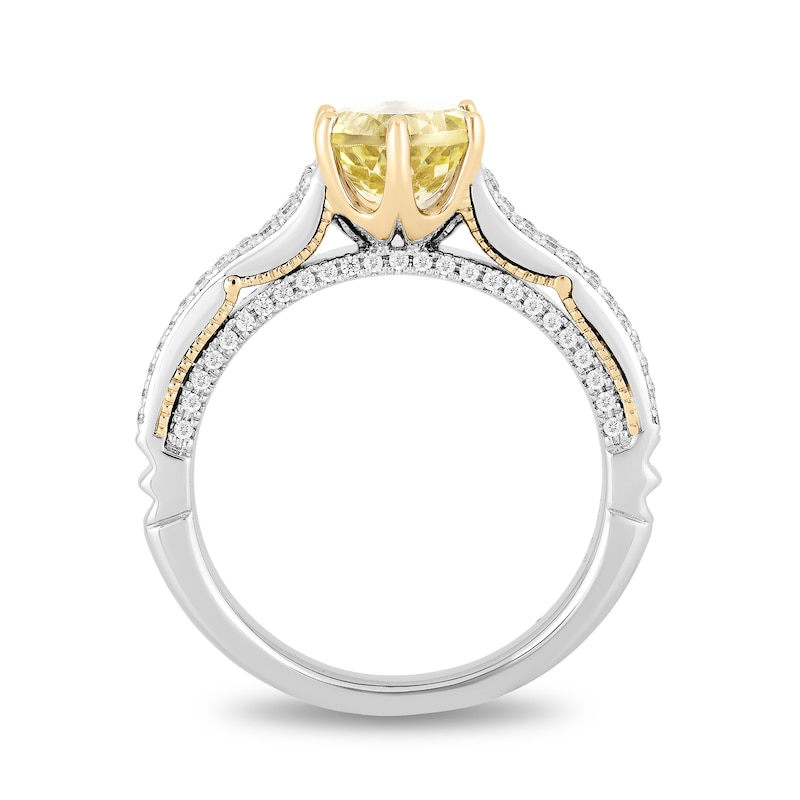 Enchanted Disney Belle Lemon Quartz and 1/3 CT. T.W. Diamond Engagement Ring in 14K Two-Tone Gold