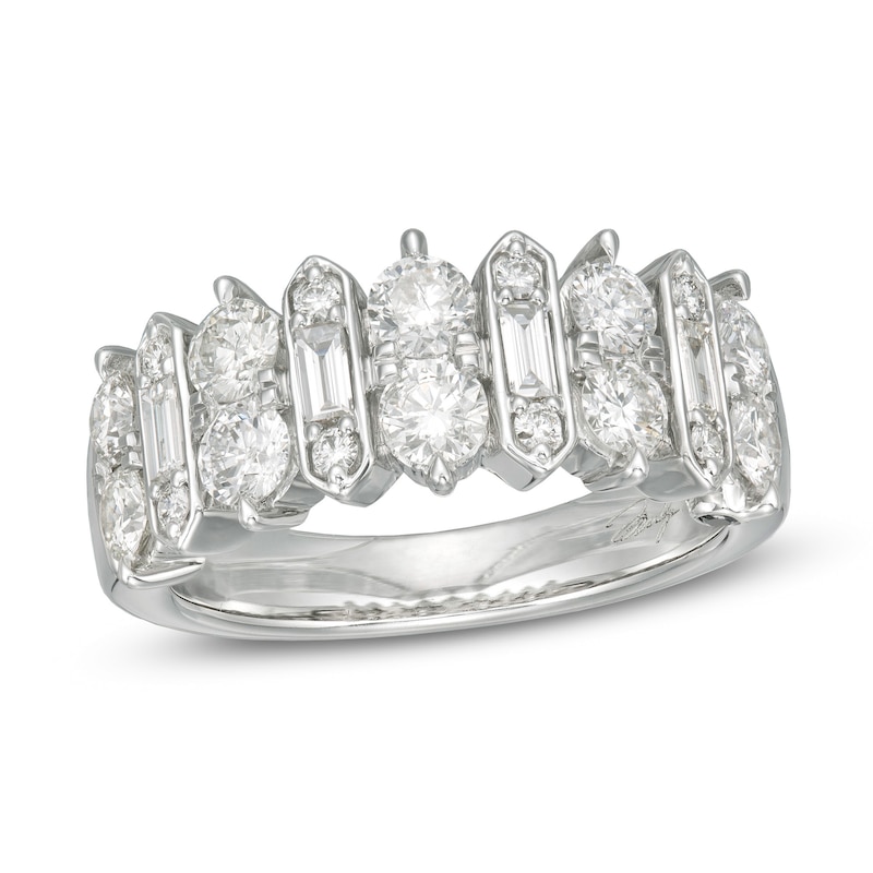 Main Image 1 of Marilyn Monroe™ Collection 1-1/2 CT. T.W. Baguette and Round Diamond Alternating Band in 14K White Gold