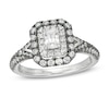 Thumbnail Image 1 of Vera Wang Love Collection 1 CT. T.W. Emerald-Cut Diamond Frame Engagement Ring in 14K White Gold with Black Rhodium