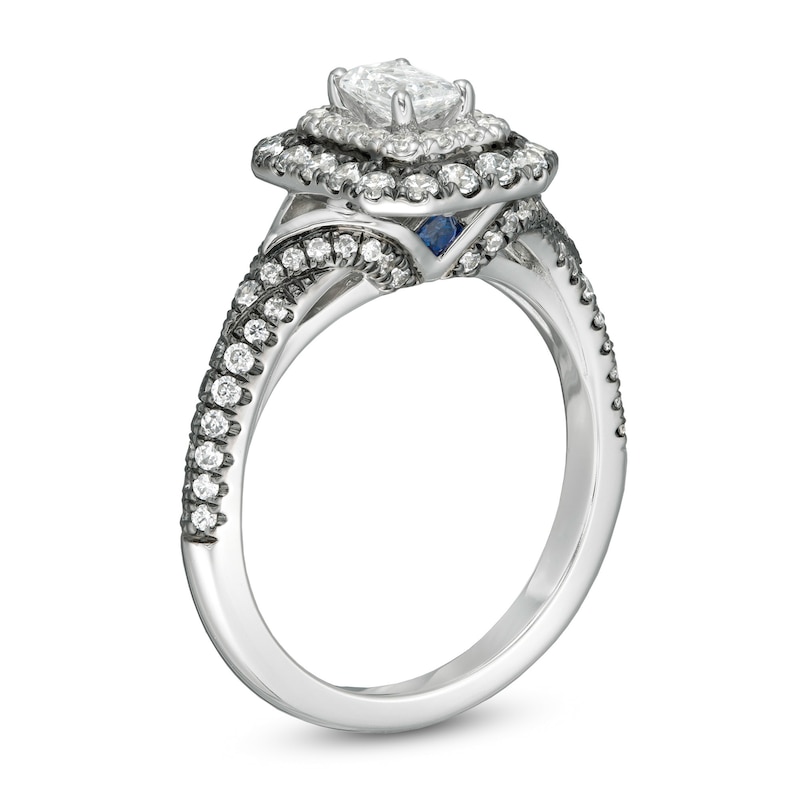 Main Image 3 of Vera Wang Love Collection 1 CT. T.W. Emerald-Cut Diamond Frame Engagement Ring in 14K White Gold with Black Rhodium