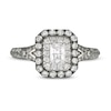 Thumbnail Image 4 of Vera Wang Love Collection 1 CT. T.W. Emerald-Cut Diamond Frame Engagement Ring in 14K White Gold with Black Rhodium