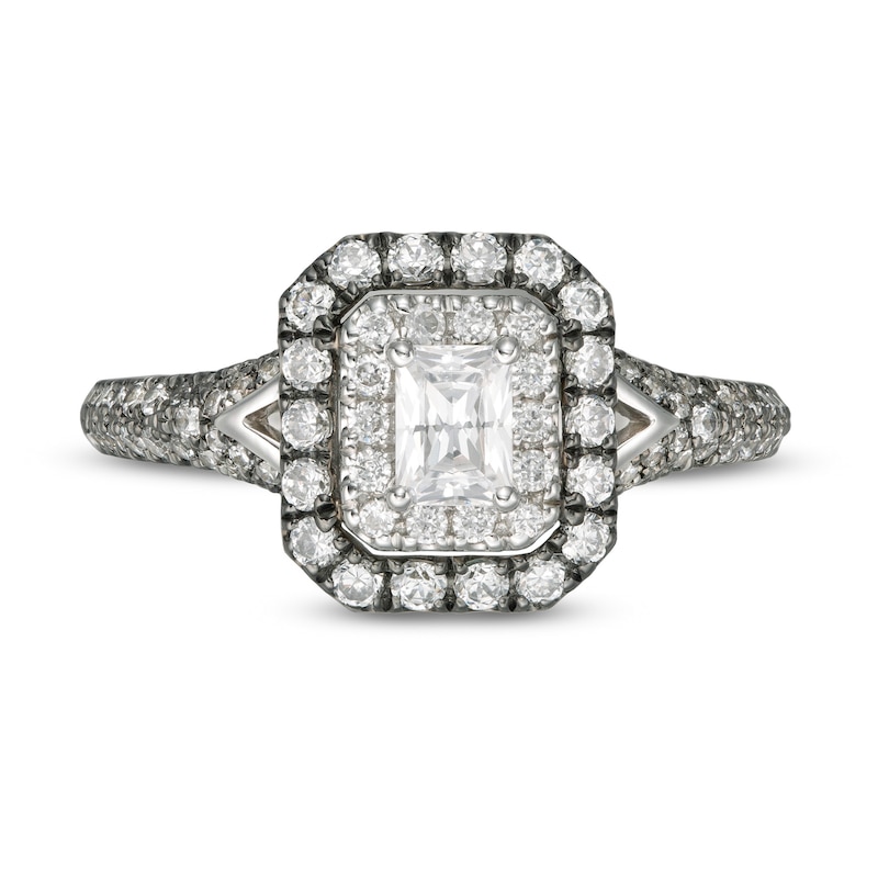 Main Image 4 of Vera Wang Love Collection 1 CT. T.W. Emerald-Cut Diamond Frame Engagement Ring in 14K White Gold with Black Rhodium