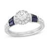 Thumbnail Image 0 of Vera Wang Love Collection 3/4 CT. T.W. Diamond Frame and Blue Sapphire Engagement Ring in 14K White Gold