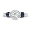 Thumbnail Image 3 of Vera Wang Love Collection 3/4 CT. T.W. Diamond Frame and Blue Sapphire Engagement Ring in 14K White Gold