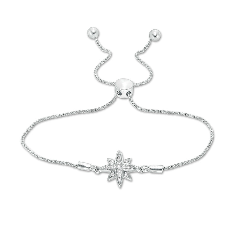 Main Image 1 of 1/10 CT. T.W. Diamond North Star Bolo Bracelet in Sterling Silver - 9.5"