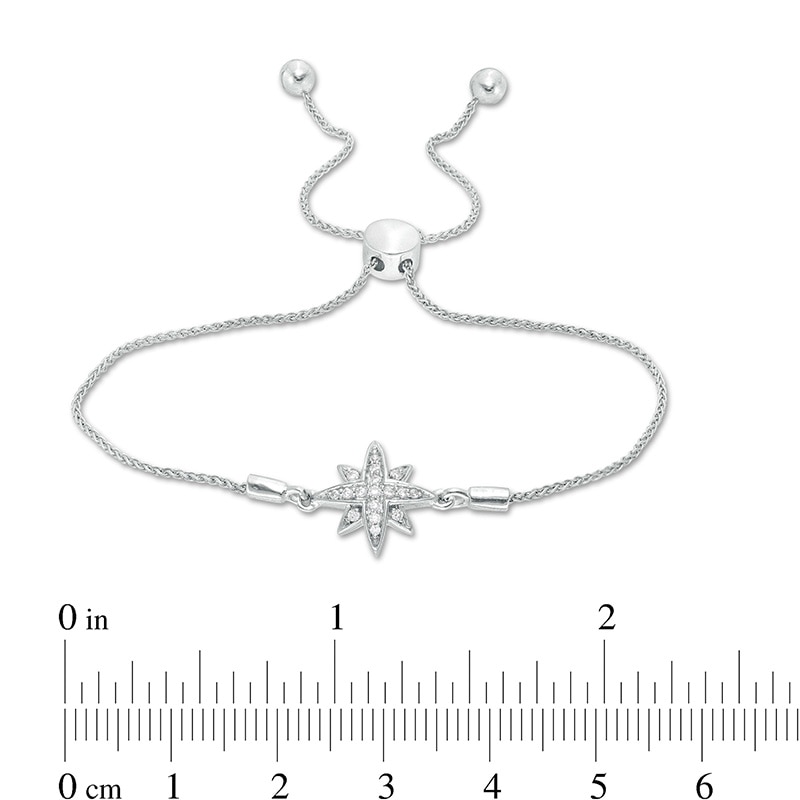 Main Image 3 of 1/10 CT. T.W. Diamond North Star Bolo Bracelet in Sterling Silver - 9.5"
