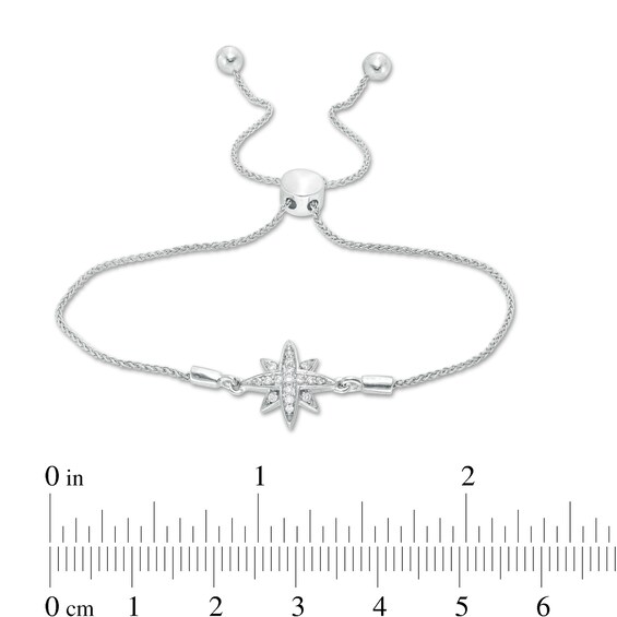 1/10 CT. T.W. Diamond North Star Bolo Bracelet in Sterling Silver - 9.5" 1/10 CT. T.W. Diamond North Star Bolo Bracelet in Sterling Silver - 9.5"