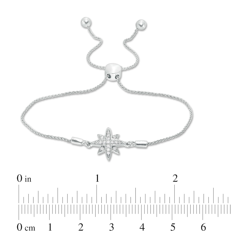 Main Image 3 of 1/10 CT. T.W. Diamond North Star Bolo Bracelet in Sterling Silver - 9.5"