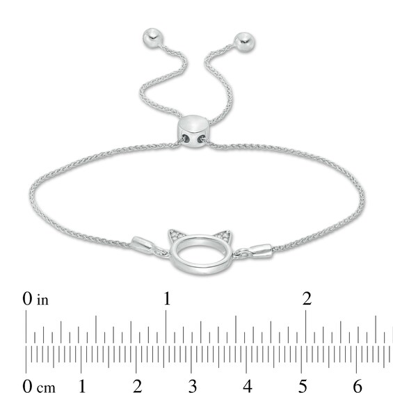Diamond Accent Cat Ears Bolo Bracelet in Sterling Silver - 9.5" Diamond Accent Cat Ears Bolo Bracelet in Sterling Silver - 9.5"