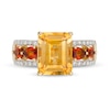 Thumbnail Image 4 of Emerald-Cut Citrine, Madeira Citrine and White Topaz Open Shank Ring in Sterling Silver with 14K Gold Plate