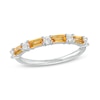 Thumbnail Image 1 of Baguette Citrine and Lab-Created White Sapphire Alternating Four Stone Ring in Sterling Silver