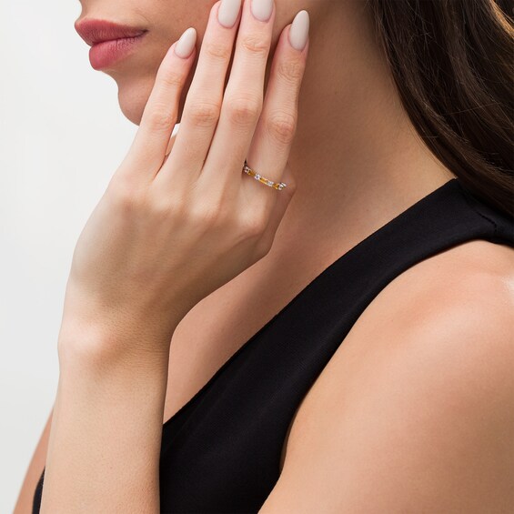 Baguette Citrine and Lab-Created White Sapphire Alternating Four Stone Ring in Sterling Silver